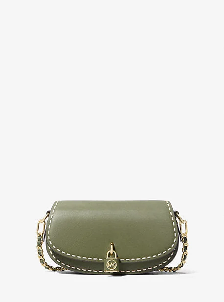 MK Mila Small Hand-Stitched Leather Shoulder Bag - Green - Michael Kors