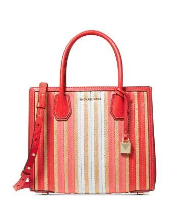 Michael Michael Kors Mercer Accordion Leather & Straw Tote