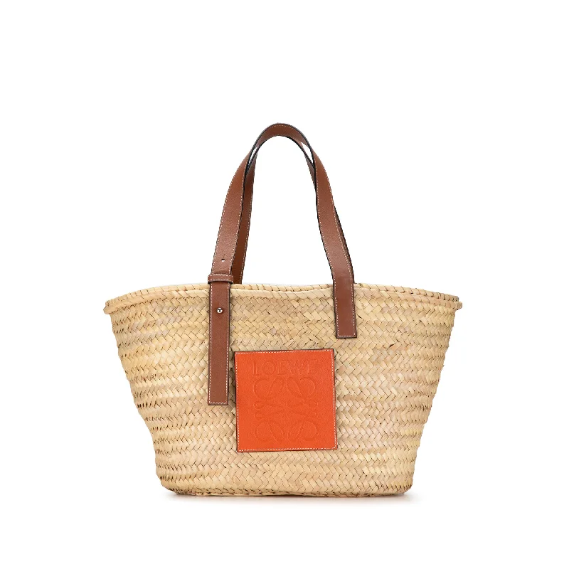 Brown LOEWE Large Raffia Basket Bag