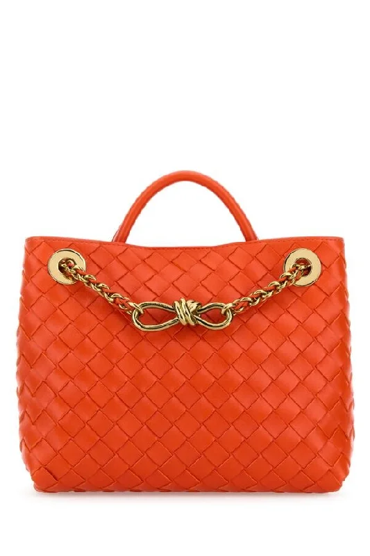 Bottega Veneta Woman Orange Leather Small Andiamo Handbag