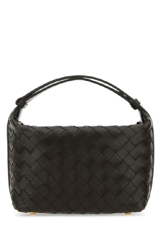 Bottega Veneta Woman Dark Brown Nappa Leather Mini Wallace Handbag