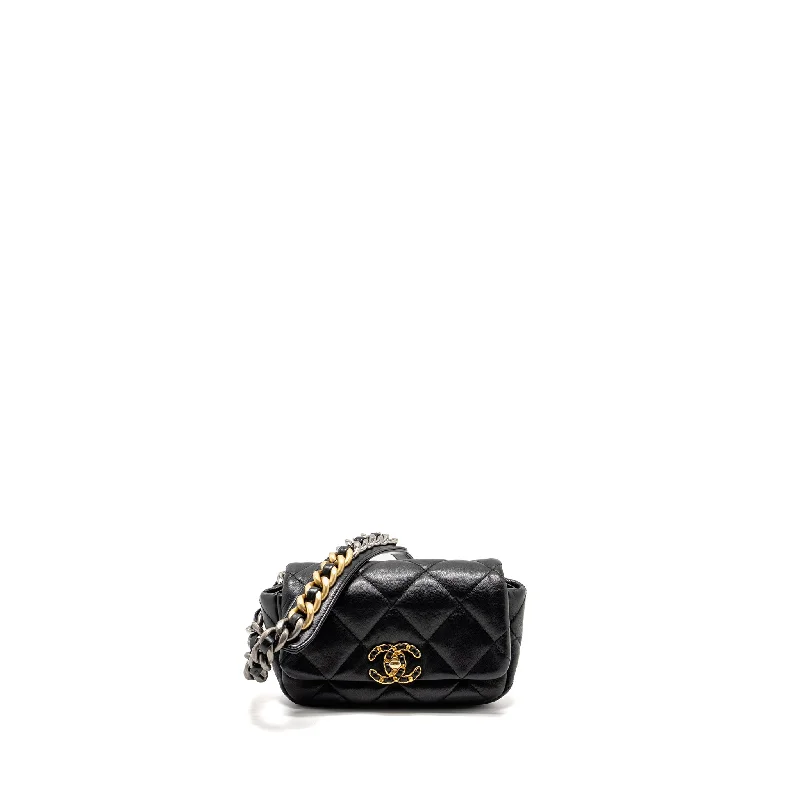 Chanel 19 Quilted Waist Belt Bag Calfskin Black GHW