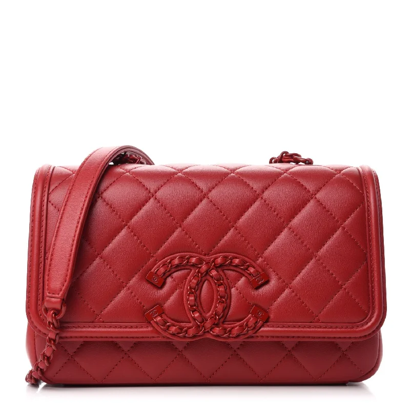 CHANEL SMALL LAMBSKIN QUILTED CC FILIGREE FLAP BAG