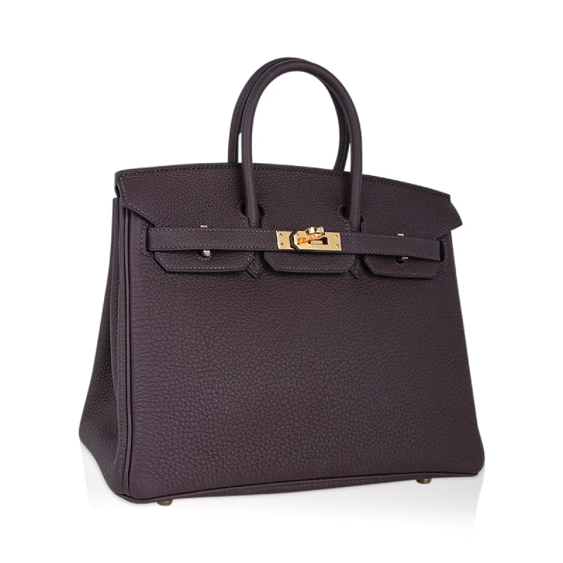 Hermes Birkin 25 Bag Chocolat Gold Hardware Togo Leather