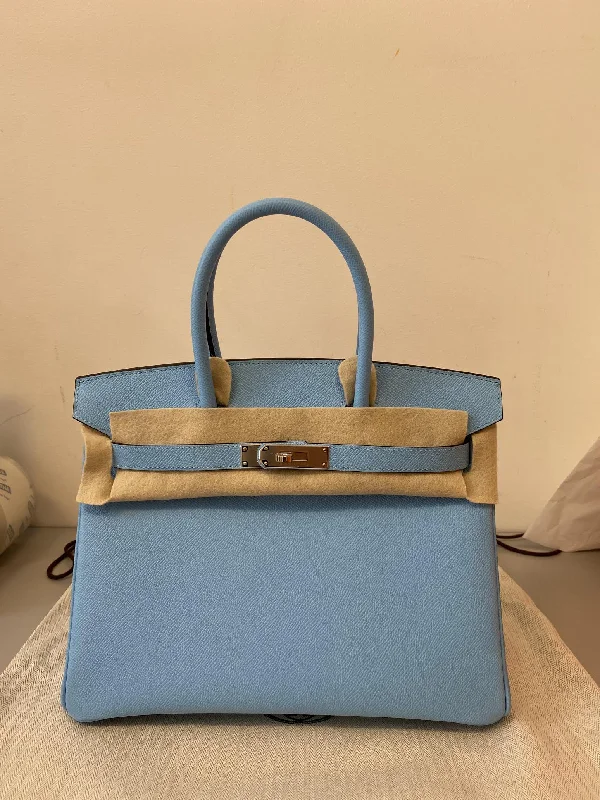 Hermes Birkin 30 Celeste Epsom Palladium Hardware