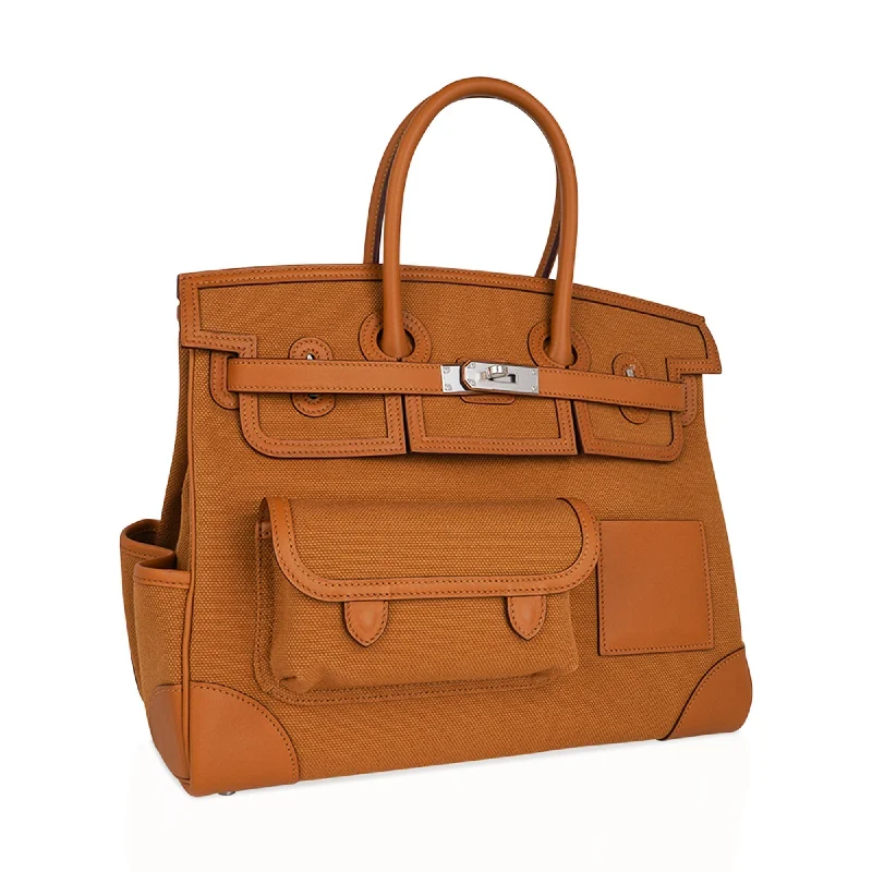 Hermes Limited Edition Birkin 35 Bag Cargo Sesame Toile Goeland & Swift Leather with Palladium Hardware