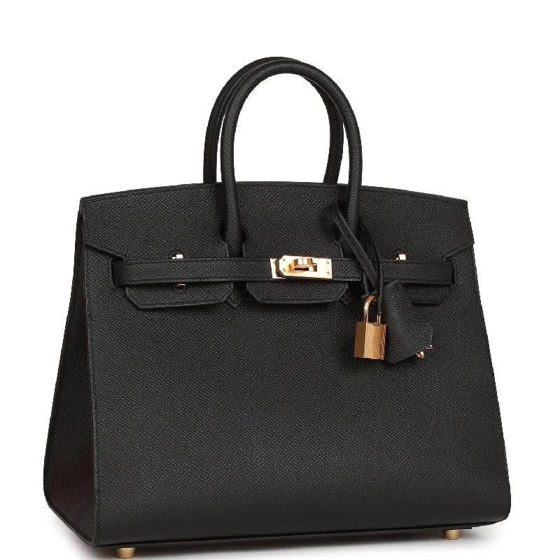 Hermes Birkin Sellier 25 Black Epsom Gold Hardware