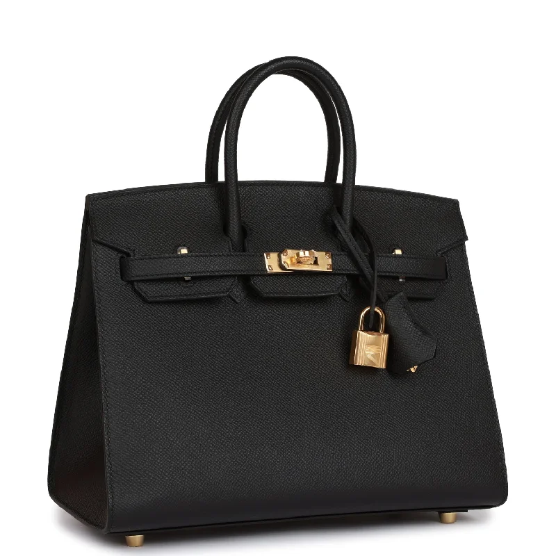 Hermes Birkin Sellier 25 Black Epsom Gold Hardware