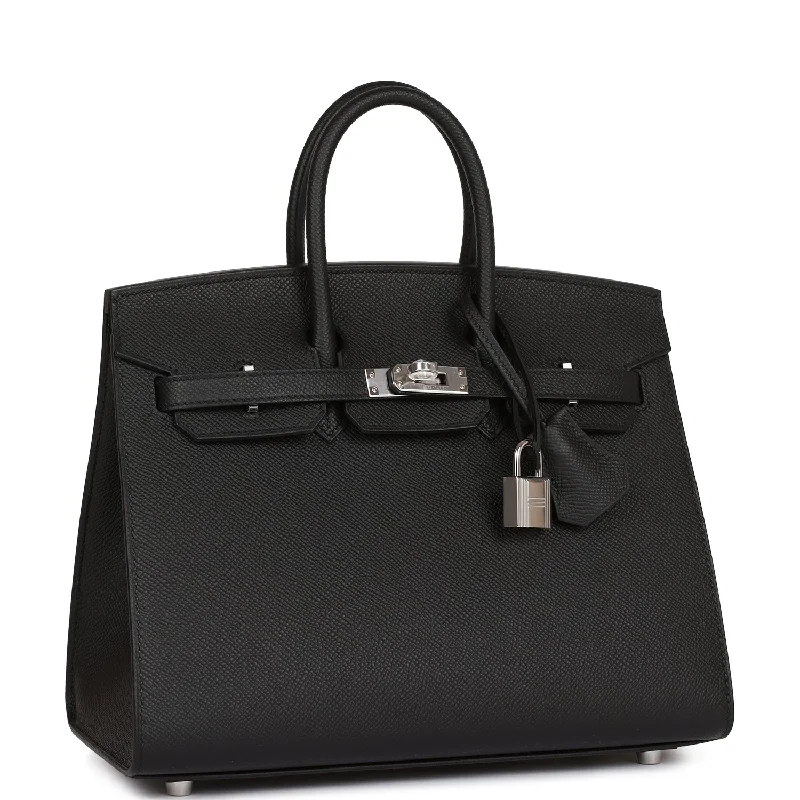 Hermes Birkin Sellier 25 Black Epsom Palladium Hardware