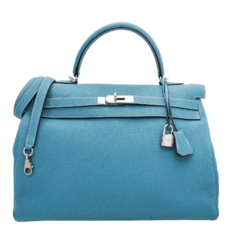 Hermes Blue Jean Togo Kelly 35 Bag