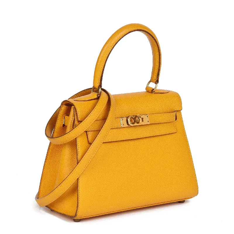 Hermes Jaune Courchevel Leather Kelly 20cm Sellier Shoulder Bag