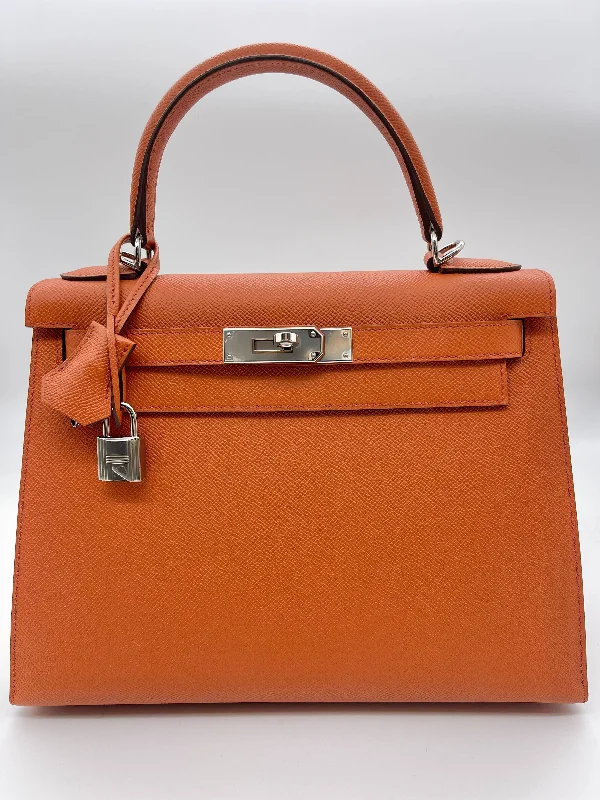 Hermes Kelly 28 Epsom Potiron Orange Palladium Hardware