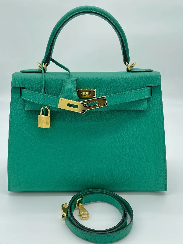 Hermes Kelly 28 Sellier Epsom Vert Jade Gold Hardware