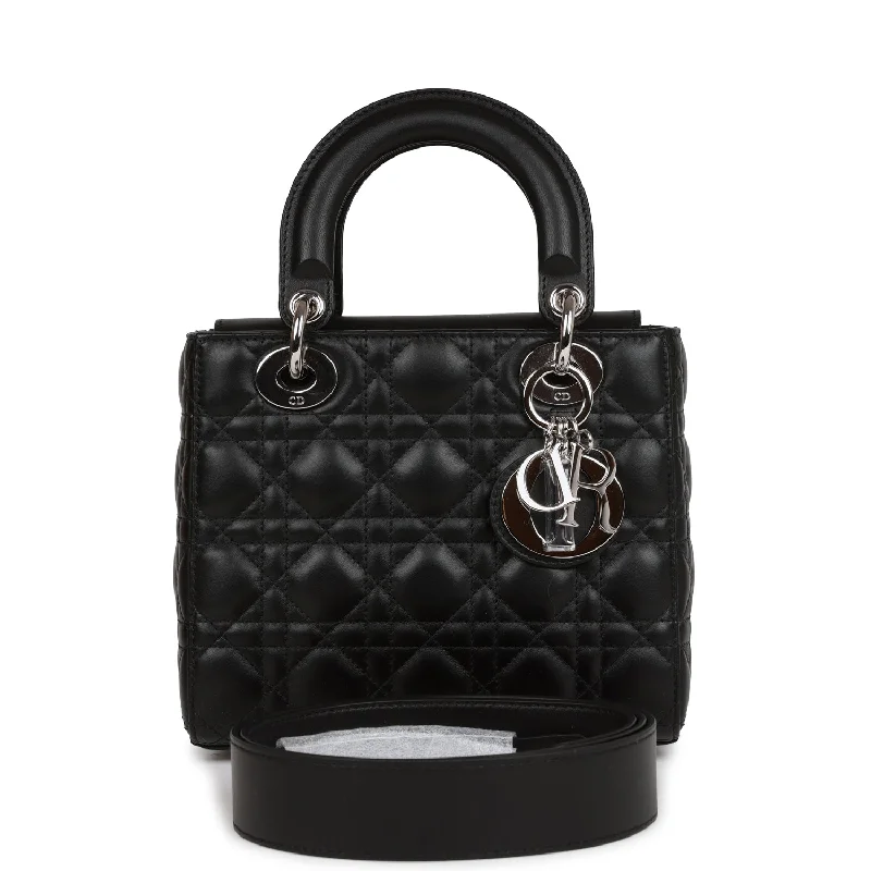 Christian Dior Small ABCDior Lady Dior Tote Black Lambskin Silver Hardware