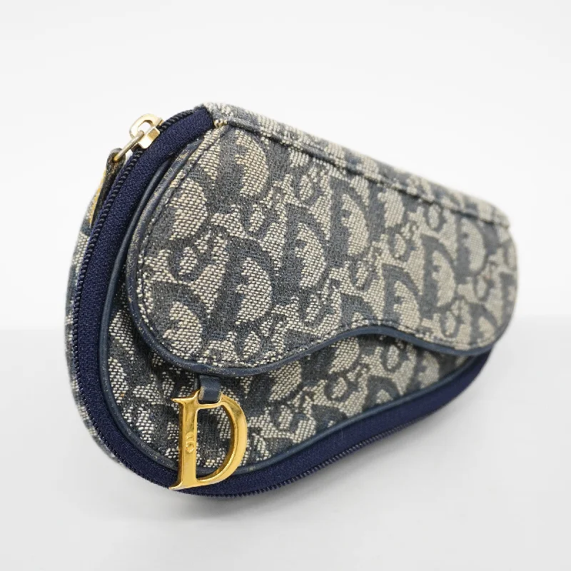 CHRISTIAN DIORAuth  Trotter Saddle Pouch Women's Canvas Pouch Navy