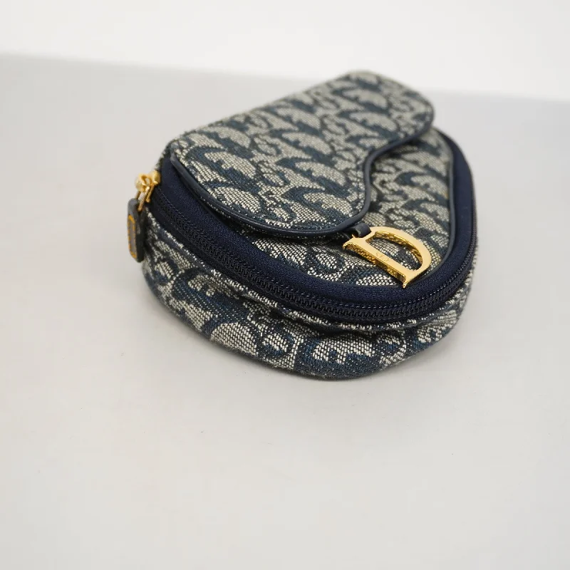 CHRISTIAN DIORAuth  Trotter Saddle Pouch Women's Canvas Pouch Navy