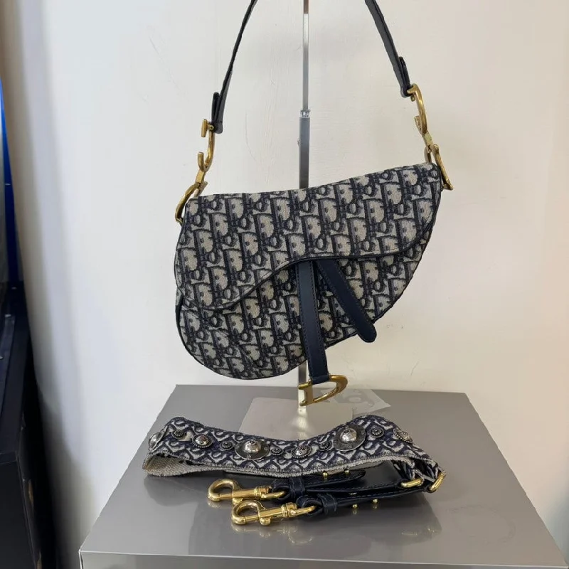 Dior Saddle Blue Monogram Canvas Bag Medium