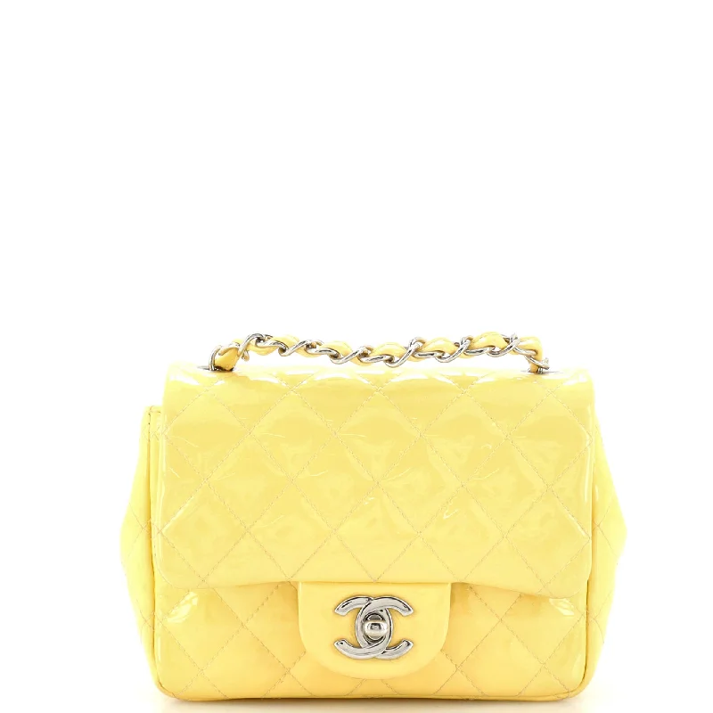 Square Classic Single Flap Bag Quilted Patent Mini