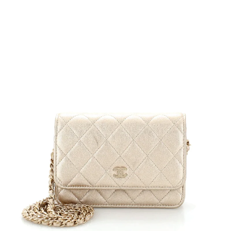 Wallet on Chain Quilted Metallic Lambskin Mini