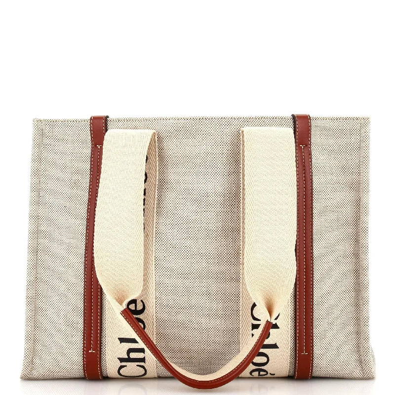 Woody Tote Canvas with Leather Medium