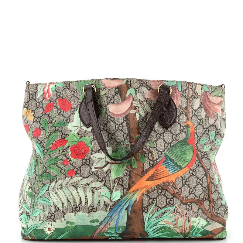 Convertible Soft Tote Tian Print GG Coated Canvas Medium