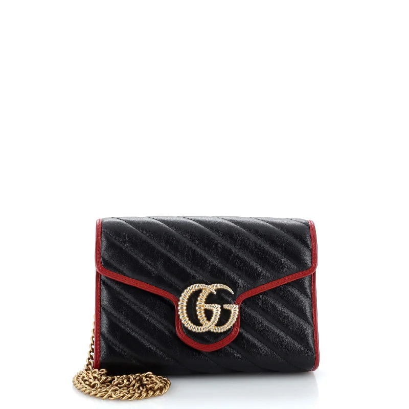 GG Marmont Chain Wallet Diagonal Quilted Leather Mini