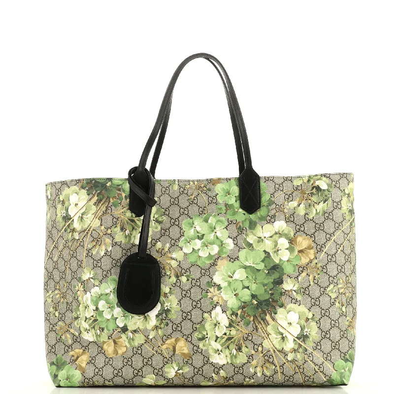 Reversible Tote Blooms GG Print Leather Large