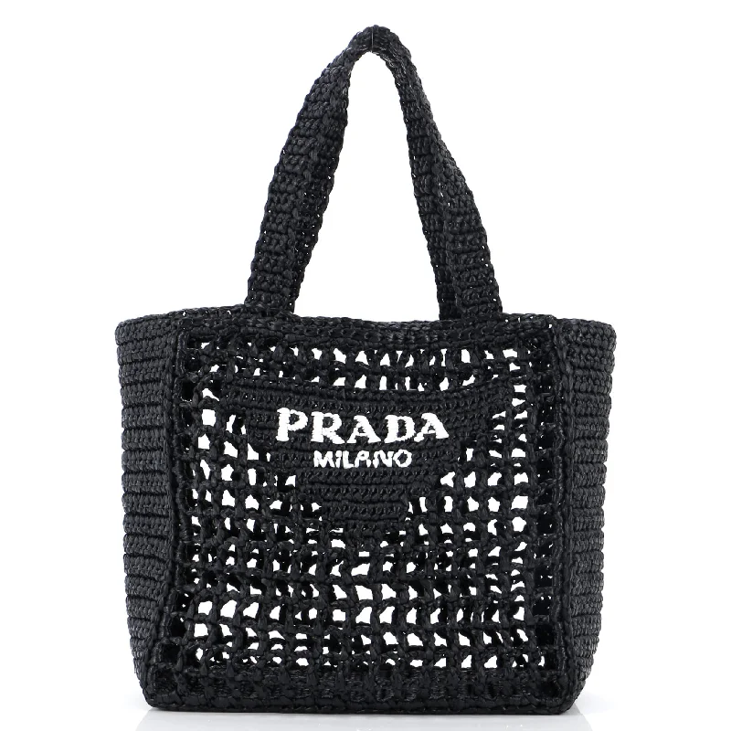 Triangle Logo Open Tote Raffia Small